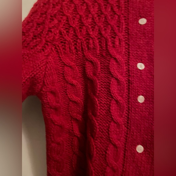 Vintage Windcrest Red 100% Wool Cable Knit Double Breasted Cardigan Size Small - Picture 3 of 16